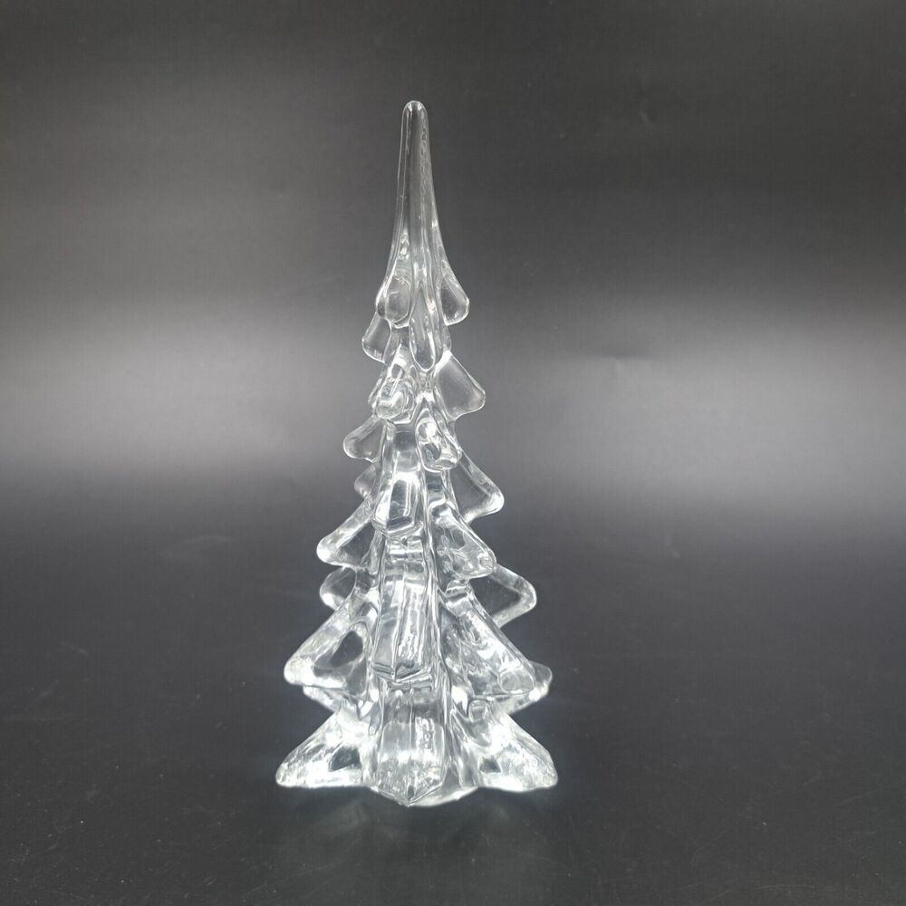 Vintage Christmas Tree Clear Molded Art Glass Figural 8"
